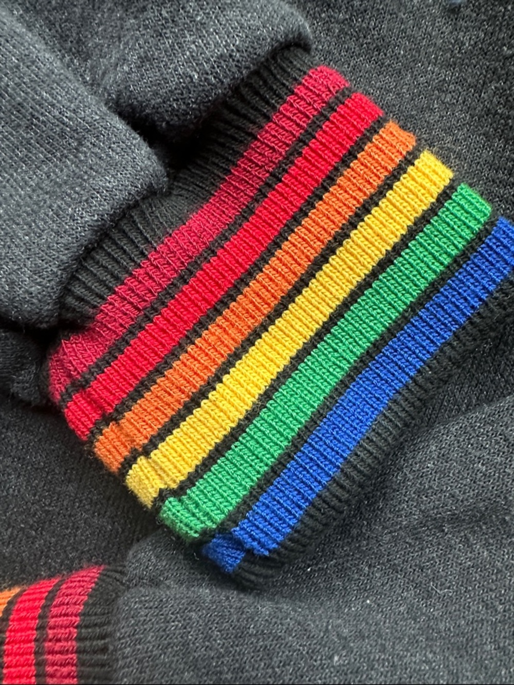 Aviator Nation Black Crewneck Sweatshirt with Rainbow Trim - Picture 4 of 5